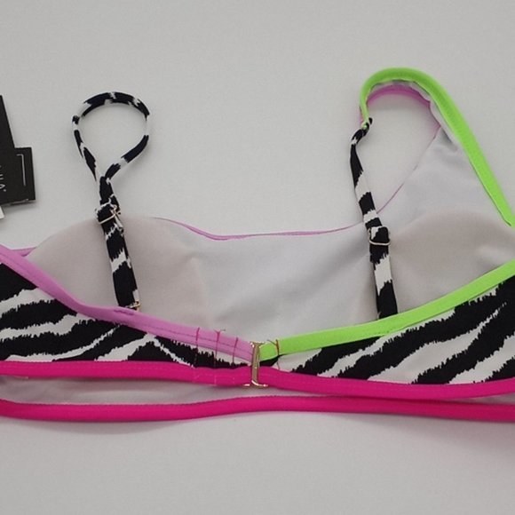 California Waves Asymmetric Bikini Swim Top Bikini Bottom 2pc Set Zebra XS - Picture 7 of 14